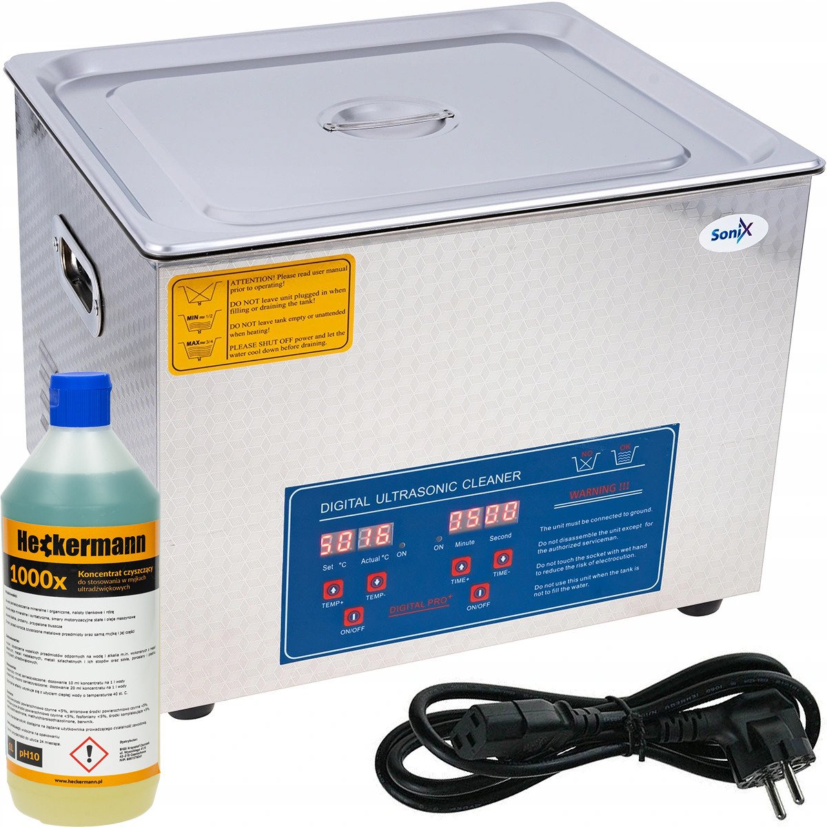 Myjka ultradźwiękowa Heckermann® JP-060S 15L + 1L płynu