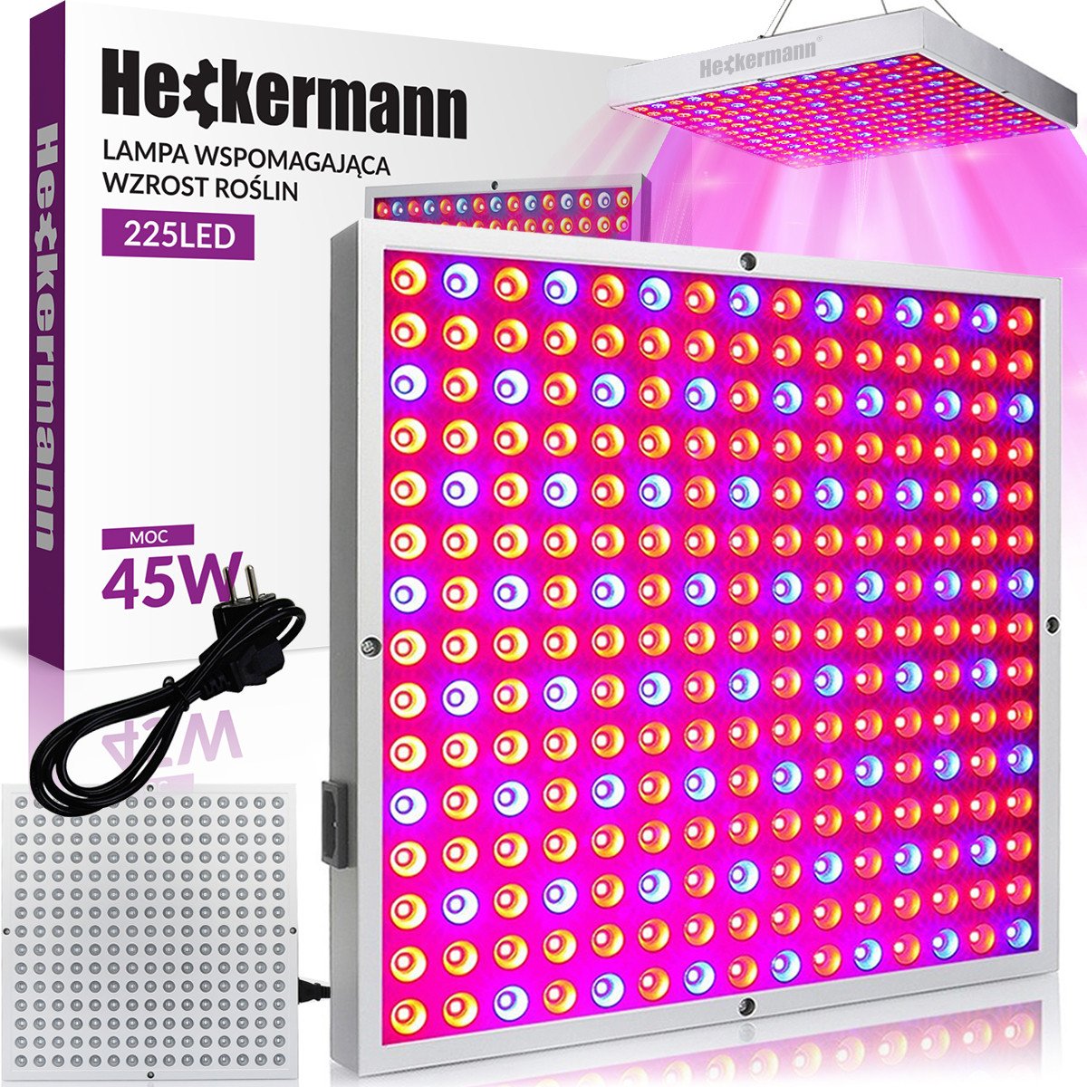 Lampa LED do roślin 225 diod Heckermann