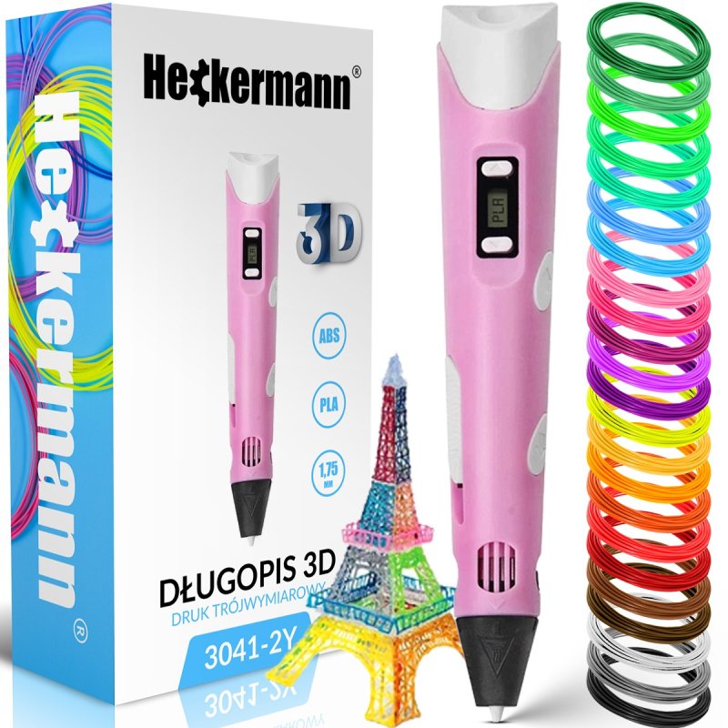 Długopis 3D z zestawem 23 kolorowych wkładów Heckermann 3041-2Y