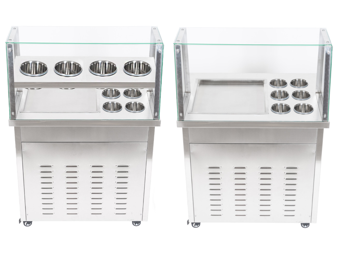 Maszyna do lodów tajskich marki Sonoro z 6 i 10 pojemnikami